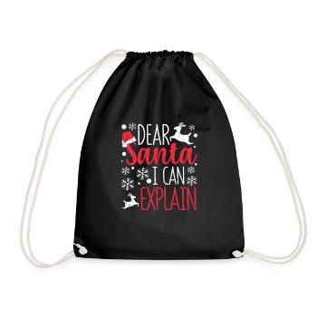 Funny Christmas pajamas Xmas PJs Dear - Drawstring Bag - black - Front
