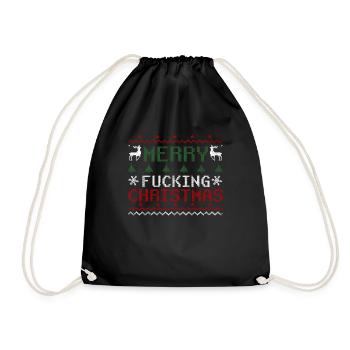 Ugly Christmas Dirty jokes Holiday - Drawstring Bag - black - Front