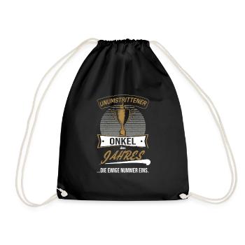 Uncle of the Year Award Trophy for Uncle - Drawstring Bag - black - Front