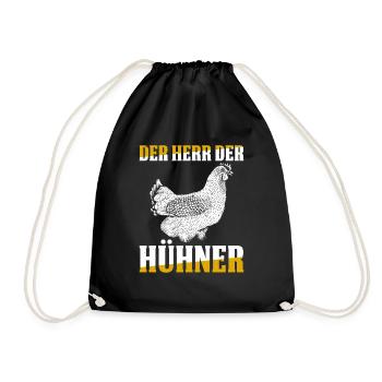 Der Herr Der Hühner Geschenk - Turnbeutel - Schwarz - Vorne