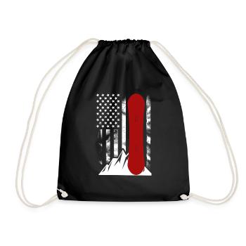 Snowboarding American Flag Skiing Snowboard - Drawstring Bag - black - Front