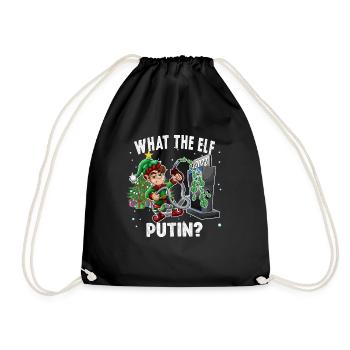 What the Elf Putin Funny Gas Price Christmas - Drawstring Bag - black - Front