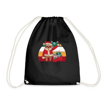 Sloth Santa Claus Animal Lover xMas PJs - Drawstring Bag - black - Front