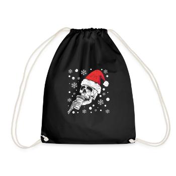 Squelette Père Noël Casquette Café Boisson drôle - Sac de sport léger - noir - Devant