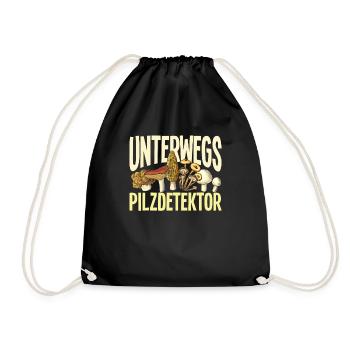 Unterwegs Pilzdetektor Lustiges Pilzsammler - Turnbeutel - Schwarz - Vorne