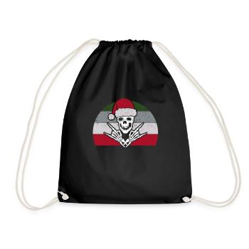 Skelett Weihnachtsmann Mütze Rock And Roll Hand - Turnbeutel - Schwarz - Vorne