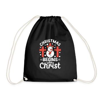 Jésus Noël Pyjama Le Noël chrétien commence - Sac de sport léger - noir - Devant