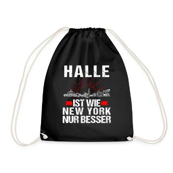 Halle Ist Wie New York Nur Besser - Turnbeutel - Schwarz - Vorne