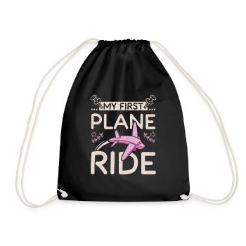My first plane ride girl - Drawstring Bag - black - Front