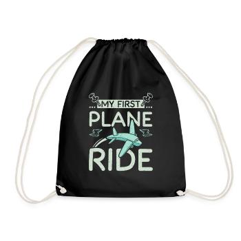 My first plane ride - Drawstring Bag - black - Front
