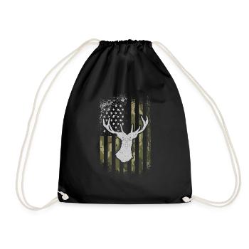 USA American Flag Patriotic Jagd Hunter - Turnbeutel - Schwarz - Vorne