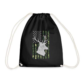 USA American Flag Patriotic Jagd Hunter - Turnbeutel - Schwarz - Vorne