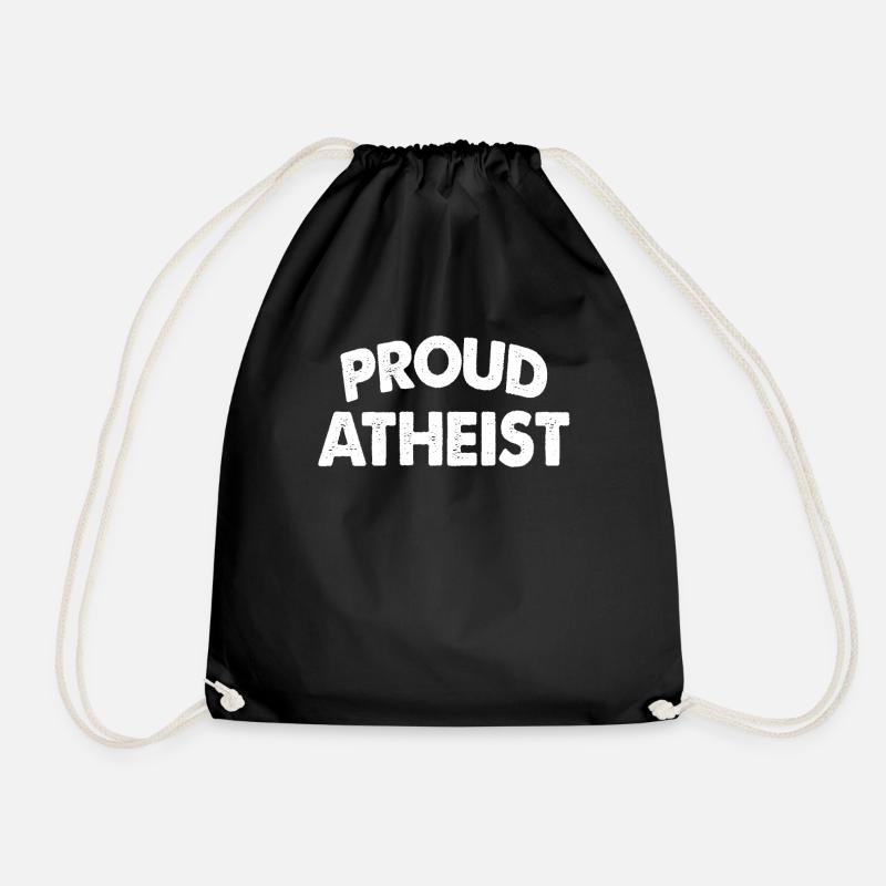Proud Atheist Atheism Agnostic - Drawstring Bag - black