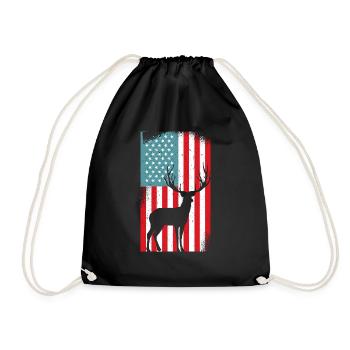 USA American Flag Patriotic Jagd Hunter - Turnbeutel - Schwarz - Vorne