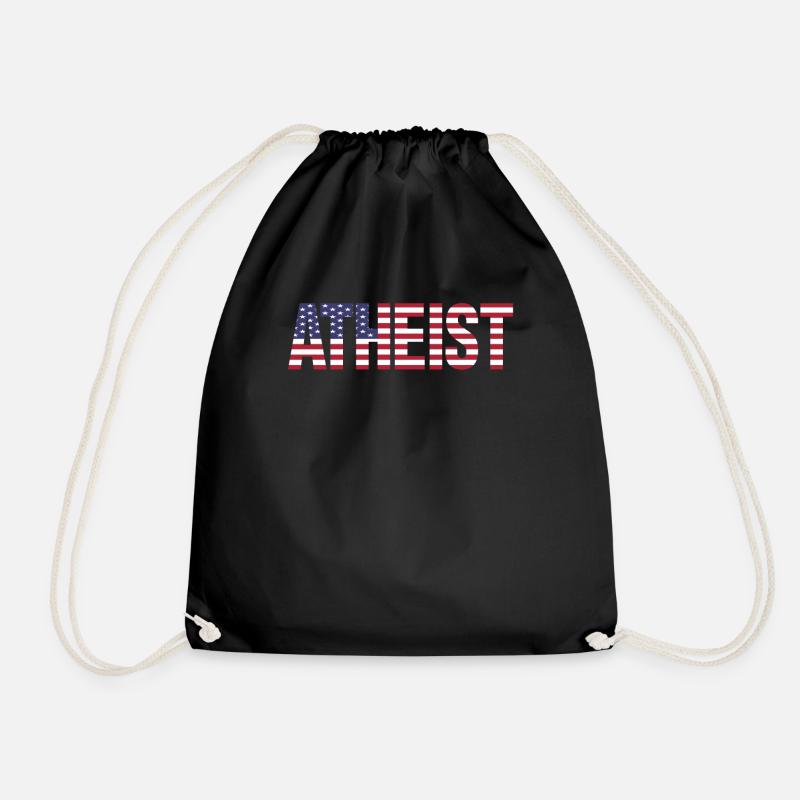 Atheist American Flag Atheism - Drawstring Bag - black