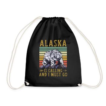 Alaska Gift USA Nature Bear Denali Grizzly Forest - Drawstring Bag - black - Front