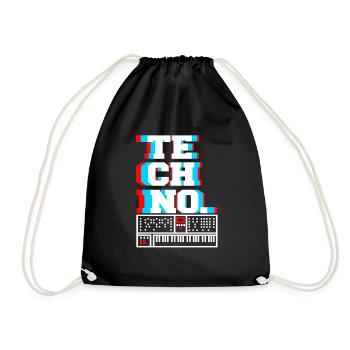 TECHNO. Awesome Retro DJ Techno Lover Designs - Drawstring Bag - black - Front