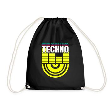 Retro Awesome TECHNO BPM Cool DJ Deejaying Designs - Drawstring Bag - black - Front