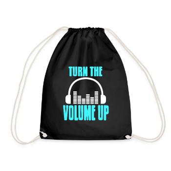 Turn The Volume Up Cool Retro DJ Techno Lover - Drawstring Bag - black - Front