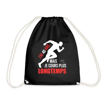 Running Cadeau Anniversaire 40 Ans Humour Coureur - Sac de sport léger - noir - Devant