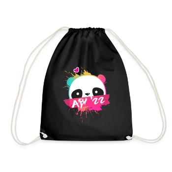 Abi '22 Motto mit süßem Panda - Abitur 2022 - Turnbeutel - Schwarz - Vorne