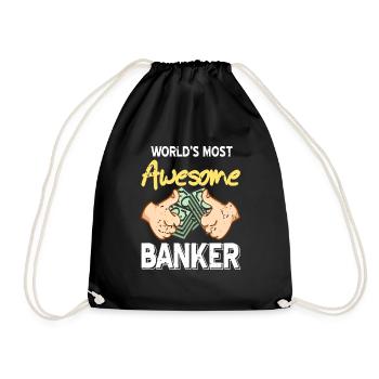 Retro Vintage World's Most Awesome BANKER T-Shirt - Turnbeutel - Schwarz - Vorne