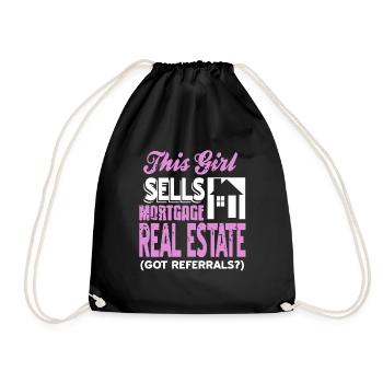 Cette fille vend des biens immobiliers hypothécaires a obtenu des références - Sac de sport léger - noir - Devant
