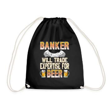 Banker Will Trade Expertise For Beer Funny Retro - Turnbeutel - Schwarz - Vorne