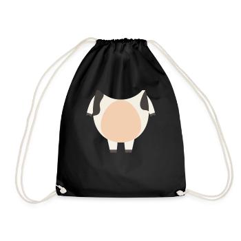 Funny Animal Cow Costume For Halloween - Drawstring Bag - black - Front