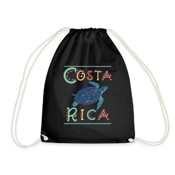 Turtle Costa Rica Vacation, Costa Rica Travel - Drawstring Bag - black - Front