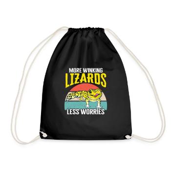 Leopard Gecko Lizard Reptiles Herpetologist - Drawstring Bag - black - Front