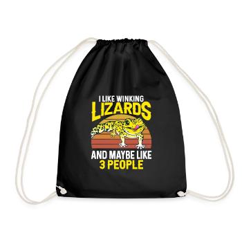 Leopard Gecko Lizard Reptiles Herpetologist - Drawstring Bag - black - Front