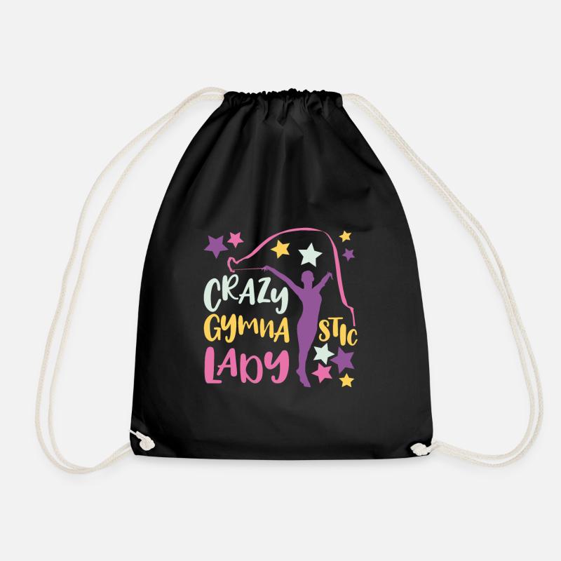 Crazy Gymnastic Lady Funny Acrobat Women Gift Idea - Drawstring Bag - black