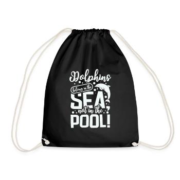 Dolphins belong in the sea not in the pool - Drawstring Bag - black - Front