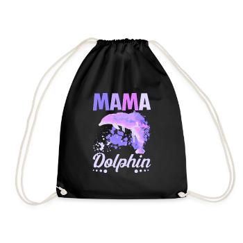 Mom Mother Mama Dolphin - Drawstring Bag - black - Front