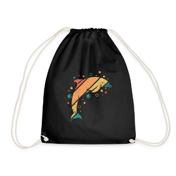 Dauphin rétro vintage - Sac de sport léger - noir - Devant