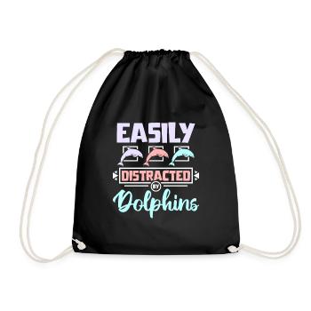 Easily distracted by dolphins - Turnbeutel - Schwarz - Vorne