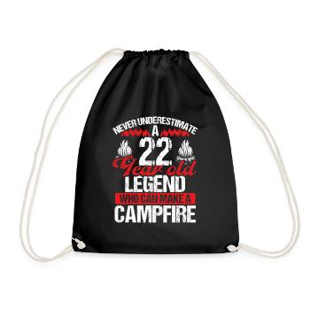 22 Year Old Camper Scouting Scout 22 Birthday - Drawstring Bag - black - Front