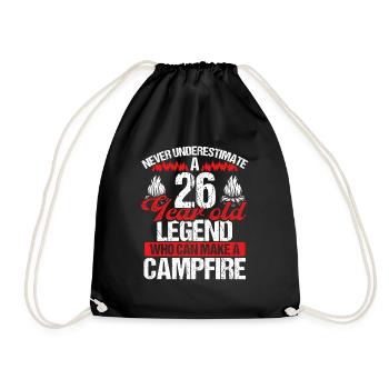 26 Year Old Camper Scouting Scout 26 Birthday - Drawstring Bag - black - Front
