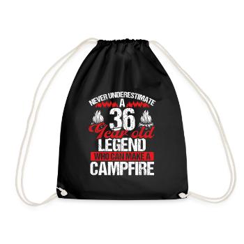 36 Year Old Camper Scouting Scout 36 Birthday - Drawstring Bag - black - Front