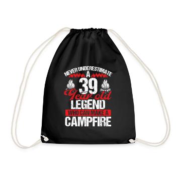 39 Year Old Camper Scouting Scout 39 Birthday - Drawstring Bag - black - Front