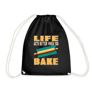La vie s’améliore lorsque vous faites cuire du boulanger rétro cool - Sac de sport léger - noir - Devant