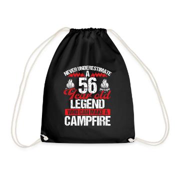 56 Year Old Camper Scouting Scout 56 Birthday - Drawstring Bag - black - Front