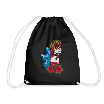 Catrina Flower Halloween Muertos Day Of Dead Sugar - Drawstring Bag - black - Front