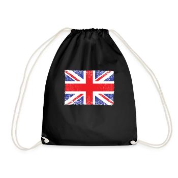 Großbritannien, britische Flagge, Flagge des Vereinigten Königreichs, - Turnbeutel - Schwarz - Vorne