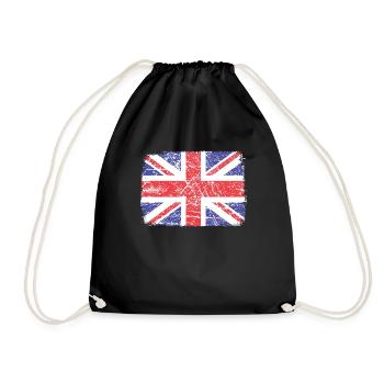 Großbritannien, britische Flagge, Flagge des Vereinigten Königreichs, - Turnbeutel - Schwarz - Vorne