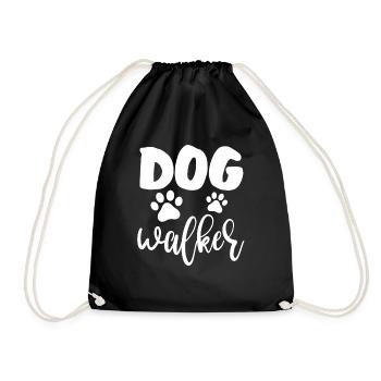 Dog Walker Cute Puppy Paws - Drawstring Bag - black - Front