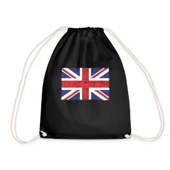 Großbritannien, britische Flagge, Flagge des Vereinigten Königreichs, - Turnbeutel - Schwarz - Vorne