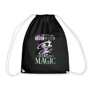 This is a girl witch likes magic - Drawstring Bag - black - Front