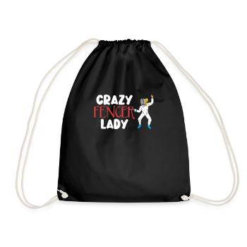 Funny Crazy Fencer Lady Combat Sports Fencing Pun - Drawstring Bag - black - Front